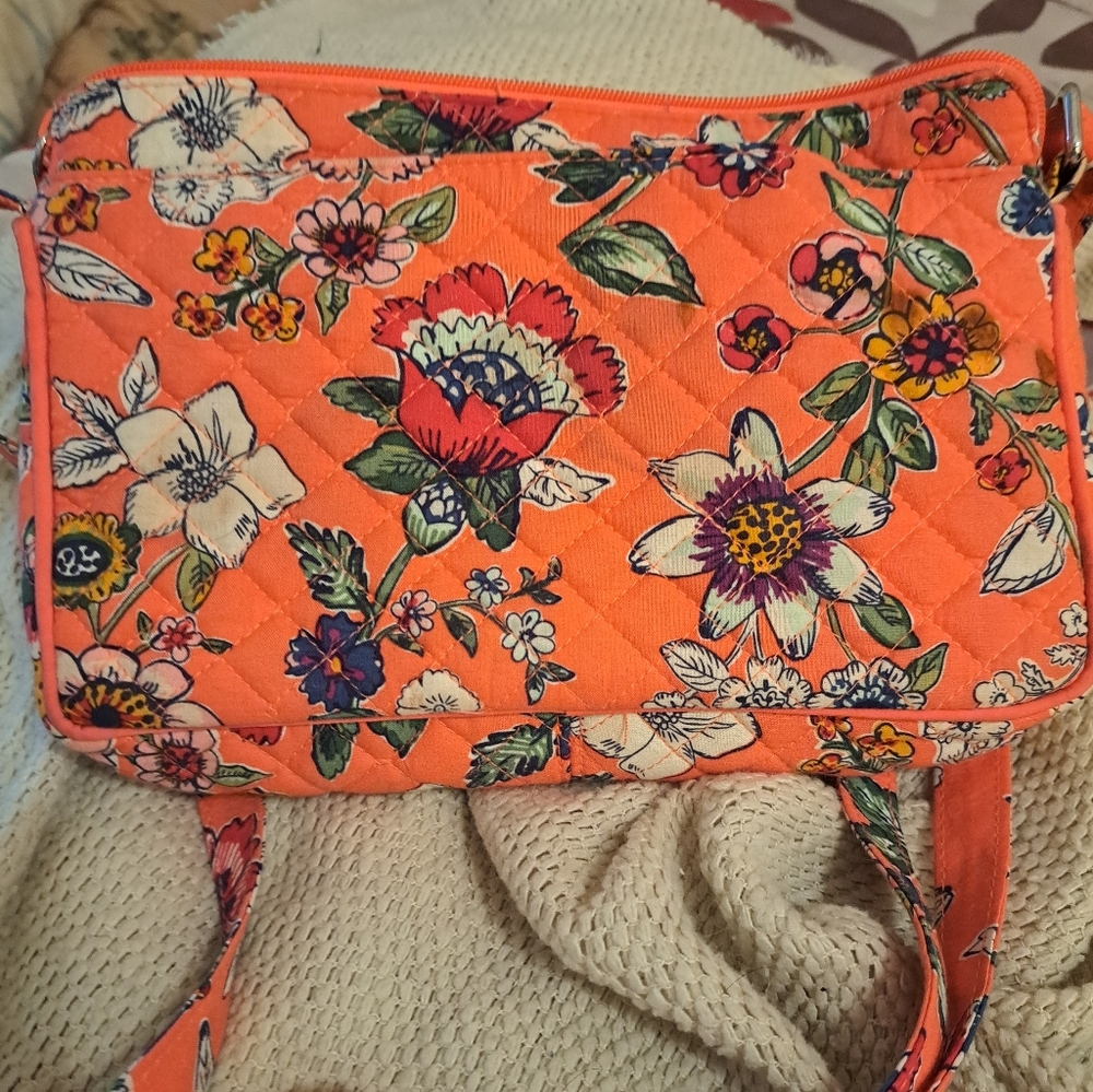 Vera Bradley Coral Floral Crossbody Purse With Adjustable Strap - Picture 8 of 8